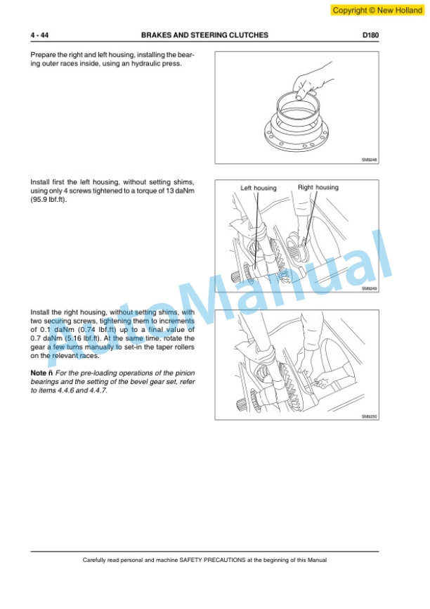 New Holland D180 Crawler Dozer Service Manual 84151290 4 New Holland D180 Crawler Dozer Service Manual 84151290-4