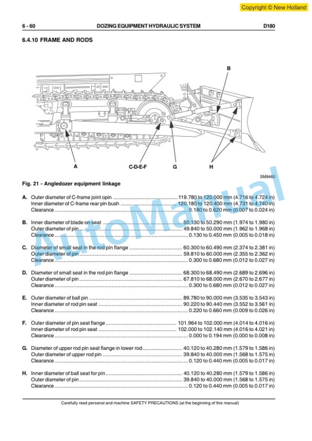 New Holland D180 Crawler Dozer Service Manual 84151290 5 New Holland D180 Crawler Dozer Service Manual 84151290-5