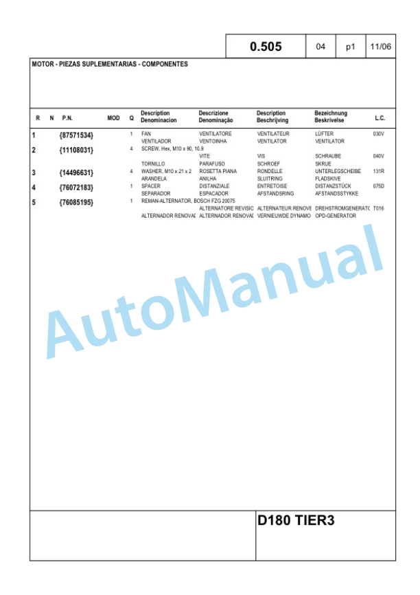 New Holland D180 Crawler Tractor Parts Catalogue 6040435000 BR 2 New Holland D180 Crawler Tractor Parts Catalogue 6040435000 BR-2