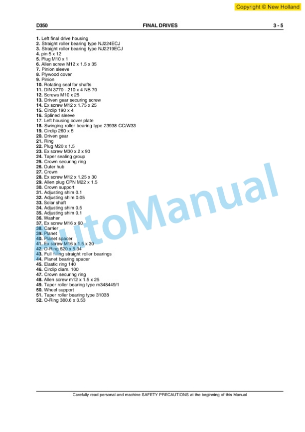 New Holland D350 Crawler Dozer Service Manual 84568077A 3 New Holland D350 Crawler Dozer Service Manual 84568077A-3