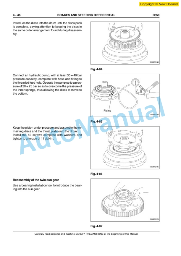 New Holland D350 Crawler Dozer Service Manual 84568077A 4 New Holland D350 Crawler Dozer Service Manual 84568077A-4