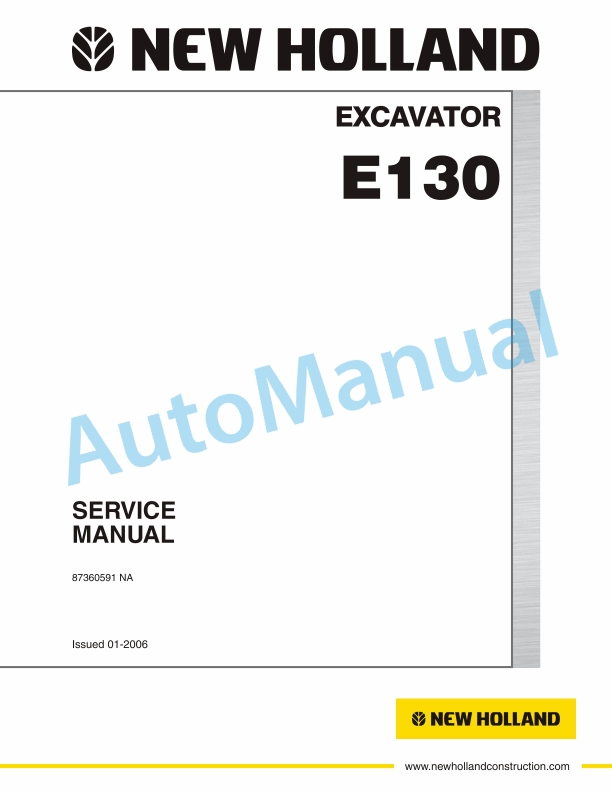 New Holland E130 Excavator Service Manual 87360591NA