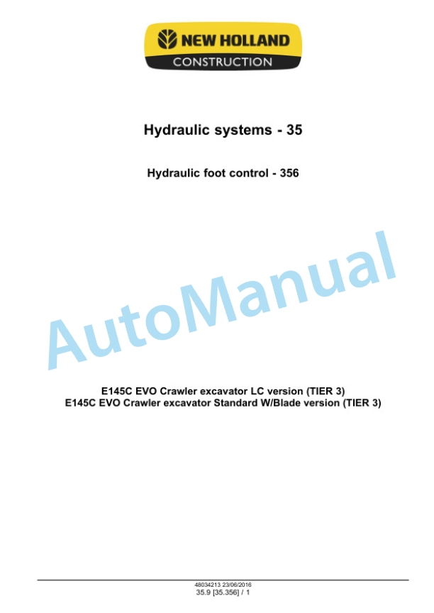 New Holland E145C EVO Crawler Excavator Service Manual 48034213 3 New Holland E145C EVO Crawler Excavator Service Manual 48034213 - Image 3