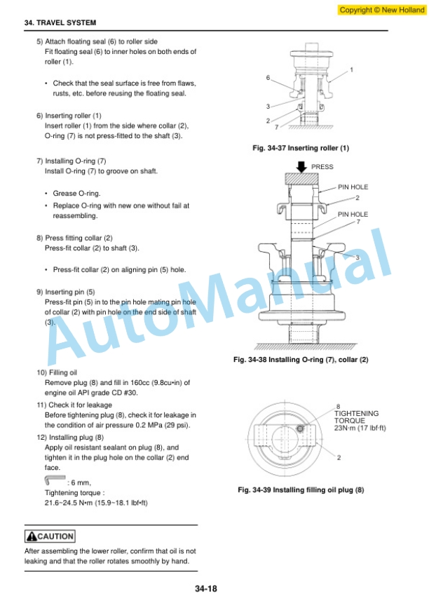 New Holland E215B, E215BLC Hydraulic Excavator Shop Manual 87731204 4 New Holland E215B, E215BLC Hydraulic Excavator Shop Manual 87731204-4