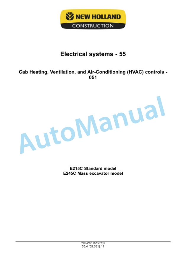 New Holland E215C, E245C ME Hydraulic Excavator Service Manual 71114552 5 New Holland E215C, E245C ME Hydraulic Excavator Service Manual 71114552 - Image 5