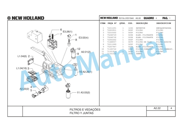 New Holland E215LC, E215ME Hydraulic Excavator Parts Catalogue 75314337 BR 2 New Holland E215LC, E215ME Hydraulic Excavator Parts Catalogue 75314337 BR-2