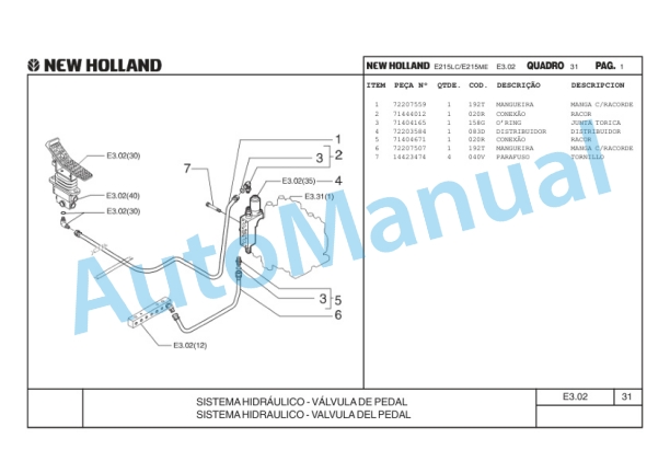 New Holland E215LC, E215ME Hydraulic Excavator Parts Catalogue 75314337 BR 3 New Holland E215LC, E215ME Hydraulic Excavator Parts Catalogue 75314337 BR-3