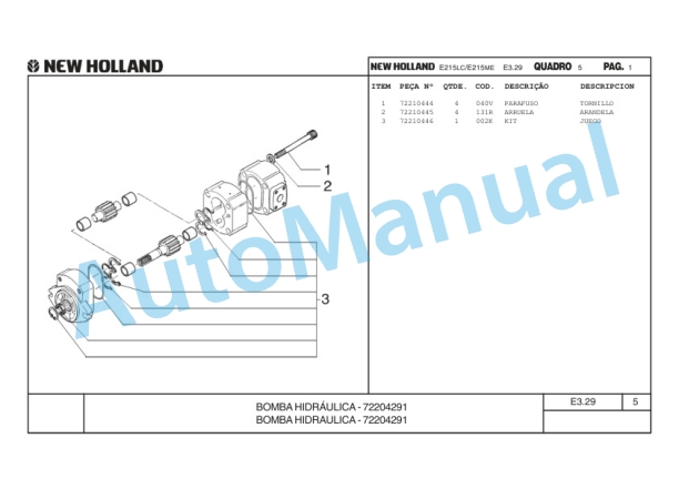 New Holland E215LC, E215ME Hydraulic Excavator Parts Catalogue 75314337 BR 4 New Holland E215LC, E215ME Hydraulic Excavator Parts Catalogue 75314337 BR-4