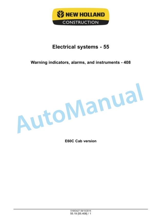 New Holland E60C Mini Excavator Service Manual 51663427 5 New Holland E60C Mini Excavator Service Manual 51663427 - Image 5