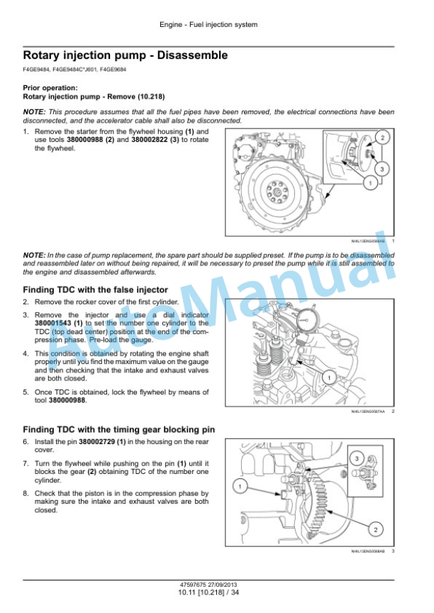 New Holland F4CE9484 - F4HE9687 NEF Tier 3 Engine Service Manual 47597675-4