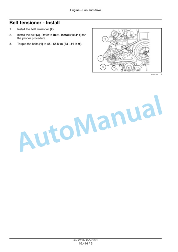 New Holland F5DFL413AA001, F5HFL413CA001 Service Manual 84496722-5