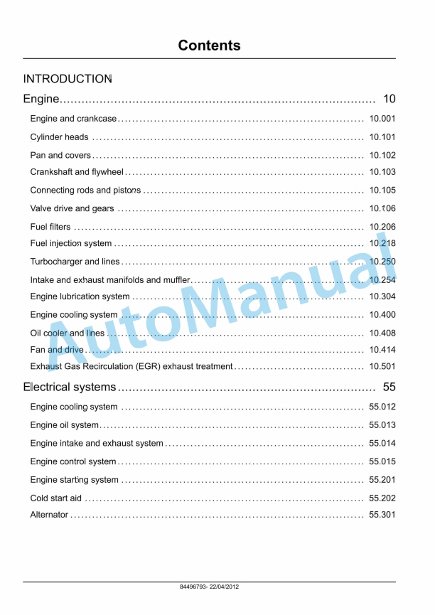 New Holland F5DFL413AA001, F5HFL413CA001 Service Manual 84496793
