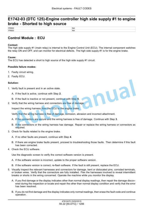 New Holland FR450, FR500, FR600, FR700, FR850 Forage Harvester Service Manual 47849563 3 New Holland FR450, FR500, FR600, FR700, FR850 Forage Harvester Service Manual 47849563-3
