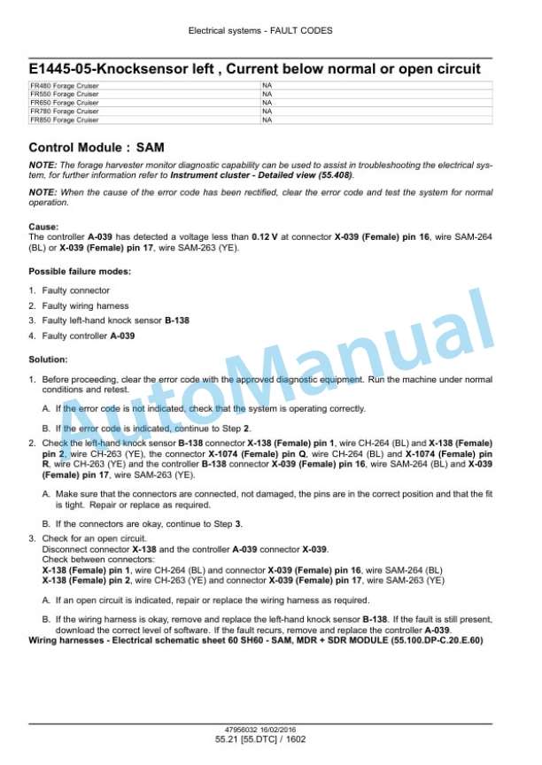New Holland FR480, FR550, FR650, FR780 Tier 4B Final, FR850 Tier 2 Forage Harvester Service Manual 47985299 4 New Holland FR480, FR550, FR650, FR780 Tier 4B Final, FR850 Tier 2 Forage Harvester Service Manual 47985299-4