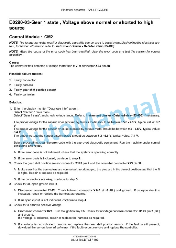New Holland FR9040, FR9050, FR9060, FR9080, FR9090 Forage Harvester Service Manual 47500838 4 New Holland FR9040, FR9050, FR9060, FR9080, FR9090 Forage Harvester Service Manual 47500838-4