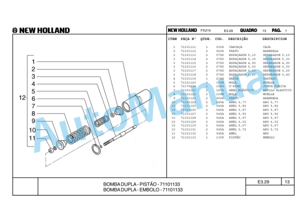 New Holland FX215 Hydraulic Excavator Parts Catalogue 75314384 BR 4 New Holland FX215 Hydraulic Excavator Parts Catalogue 75314384 BR-4