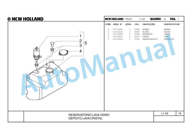 New Holland FX215 Hydraulic Excavator Parts Catalogue 75314384 BR 5 New Holland FX215 Hydraulic Excavator Parts Catalogue 75314384 BR-5