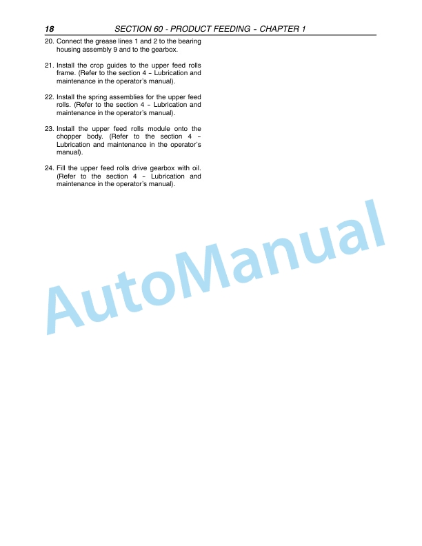 New Holland FX30, FX40, FX50, FX60 Forage Harvester Repair Manual 87342126 2 New Holland FX30, FX40, FX50, FX60 Forage Harvester Repair Manual 87342126-2