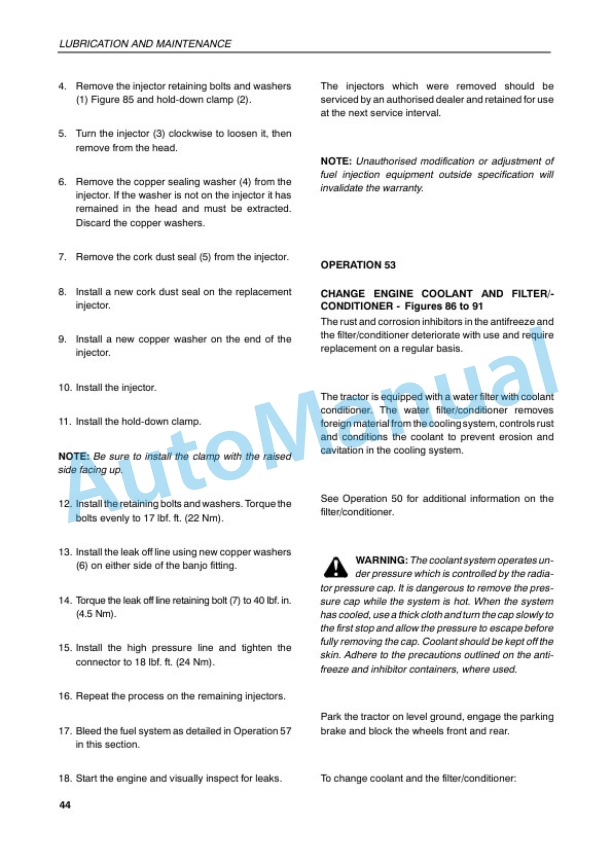 New Holland G170, G190, G210, G240 Operation and Maintenance Manual 6036433100 5 New Holland G170, G190, G210, G240 Operation and Maintenance Manual 6036433100-5