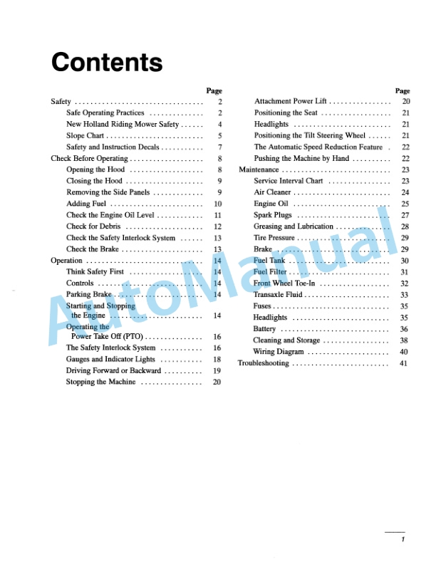New Holland GT18 Garden Tractor Operation and Maintenance Manual 86602566 2 New Holland GT18 Garden Tractor Operation and Maintenance Manual 86602566-2
