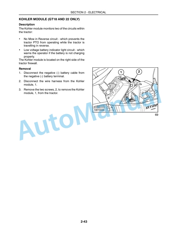 New Holland GT18, GT20, GT22 Garden Tractor Repair Manual 86705719 2 New Holland GT18, GT20, GT22 Garden Tractor Repair Manual 86705719-2