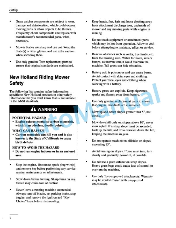 New Holland GT20 Garden Tractor Operation and Maintenance Manual 86602567 2 New Holland GT20 Garden Tractor Operation and Maintenance Manual 86602567-2