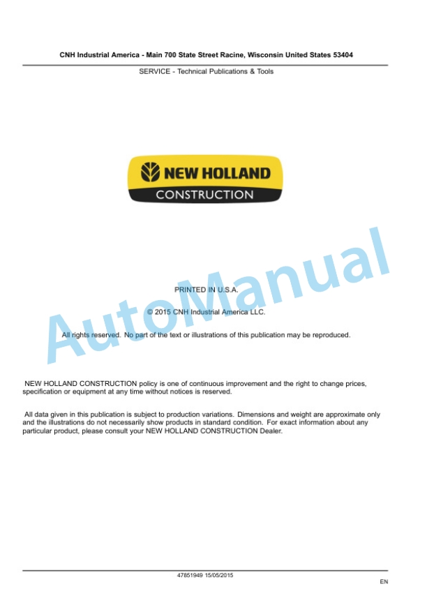 New Holland L218, L220 Tier 4B Final 200 Series Skid Steer Loader Service Manual 47888410 3 New Holland L218, L220 Tier 4B Final 200 Series Skid Steer Loader Service Manual 47888410 - Image 3