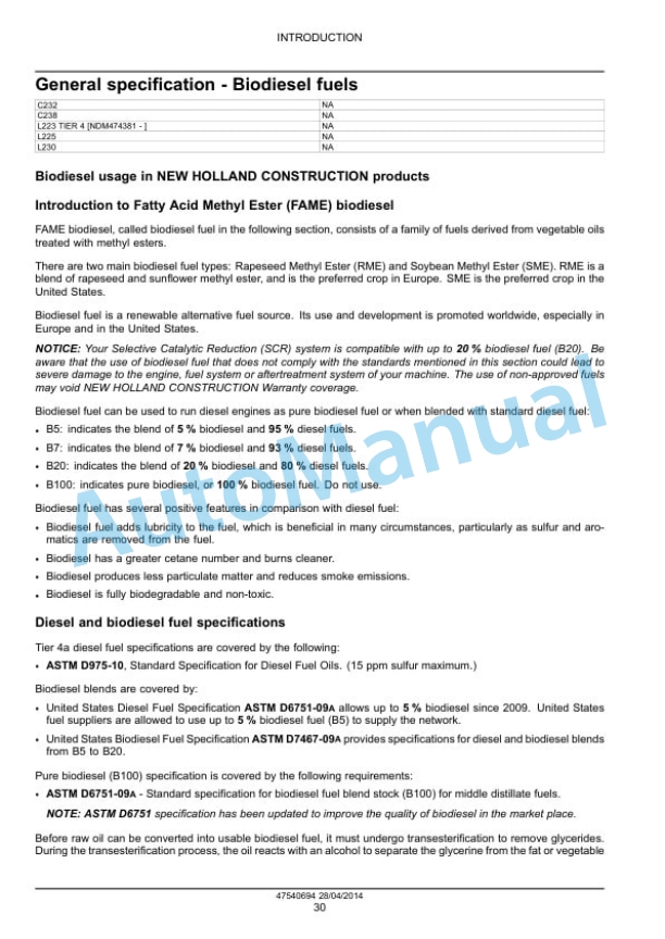 Alternative view of New Holland L223, L225, L230 Tier 4A 200 Series Skid Steer Loader - C232, C238 Tier 4A 200 Series Compact Track Loader Service Manual 47720767
