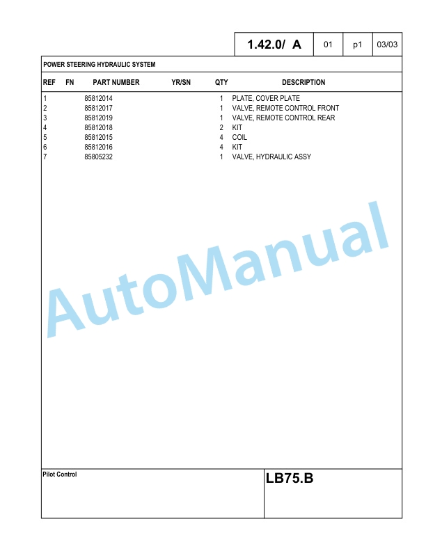 New Holland LB75.B Backhoe Loader Parts Catalogue 6036803200NA 2 New Holland LB75.B Backhoe Loader Parts Catalogue 6036803200NA-2