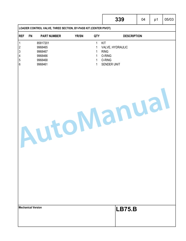 New Holland LB75.B Backhoe Loader Parts Catalogue 6036803200NA 3 New Holland LB75.B Backhoe Loader Parts Catalogue 6036803200NA-3