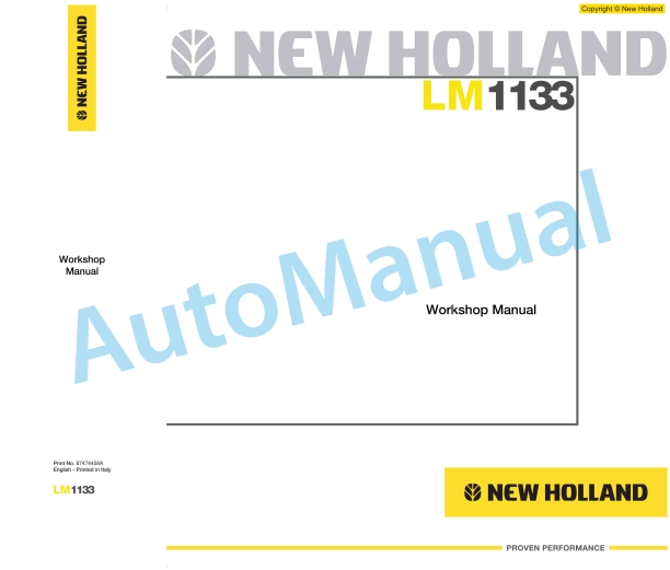 New Holland LM1133 Telehandler Workshop Manual 87474458A