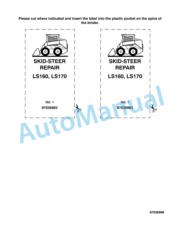 New Holland LS160, LS170 Skid Steer Repair Manual 87042553