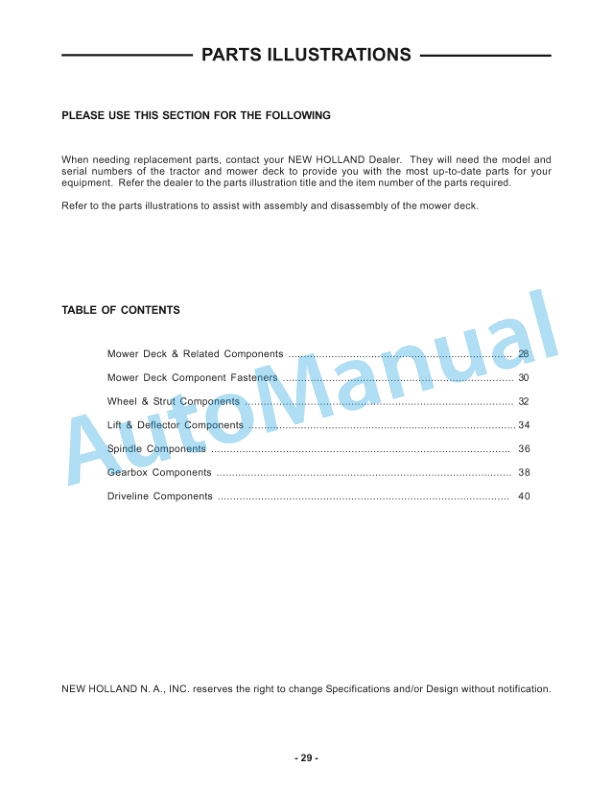 New Holland MC60SD, MC72SD Commercial Front Mount Rotary Mower Operation and Maintenance Manual 87014673 4 New Holland MC60SD, MC72SD Commercial Front Mount Rotary Mower Operation and Maintenance Manual 87014673 - Image 4