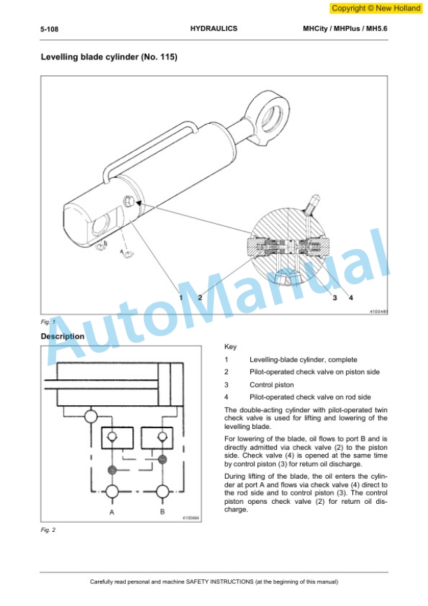 New Holland MH City, MH Plus, MH 5.6 Hydraulic Excavator Workshop Manual 60413557EN 4 New Holland MH City, MH Plus, MH 5.6 Hydraulic Excavator Workshop Manual 60413557EN-4