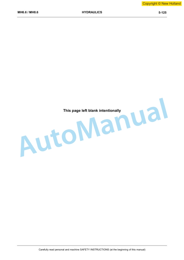 New Holland MH6.6, MH8.6 Hydraulic Excavator Workshop Manual 60413562EN 4 New Holland MH6.6, MH8.6 Hydraulic Excavator Workshop Manual 60413562EN-4