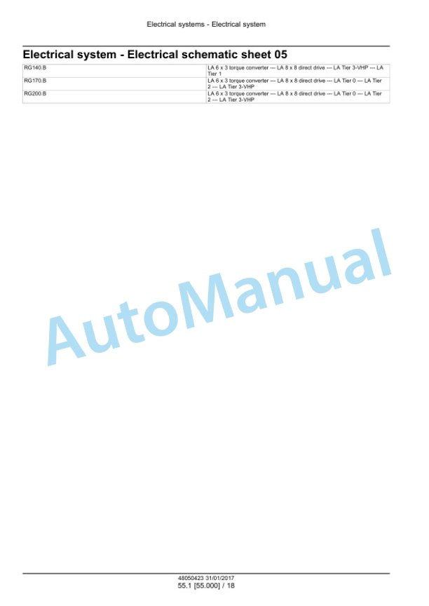 New Holland RG140.B, RG170.B, RG200.B Motor Grader Service Manual 48050423 4 New Holland RG140.B, RG170.B, RG200.B Motor Grader Service Manual 48050423 - Image 4