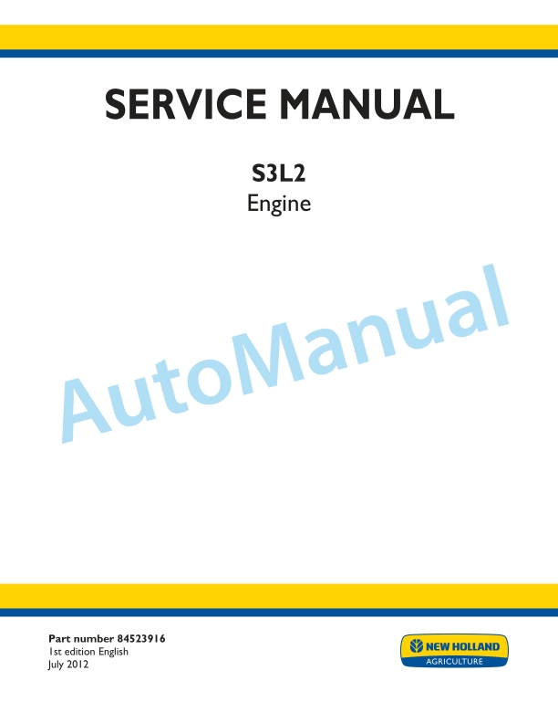 New Holland S3L2 Engine Service Manual 84523916