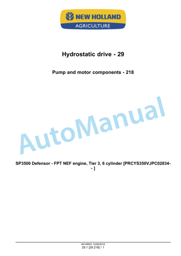 New Holland SP3500 Defensor Service Manual 48149953 2 New Holland SP3500 Defensor Service Manual 48149953 - Image 2