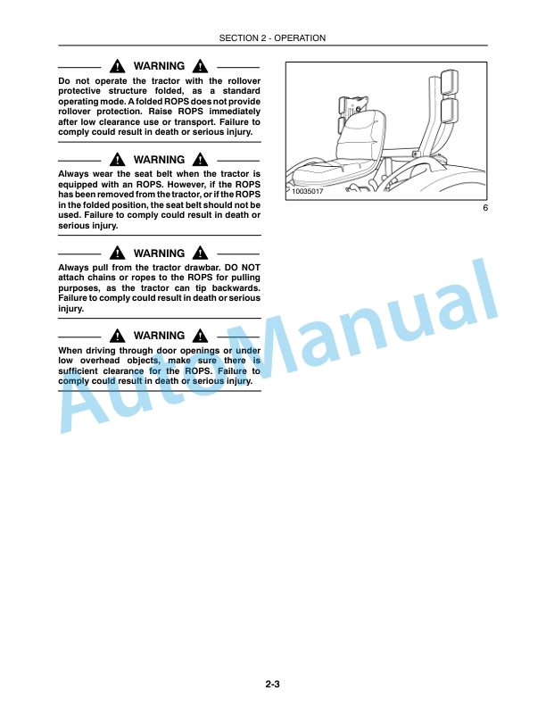 Alternative view of New Holland T2310, T2320, T2330 Tractor Operation and Maintenance Manual 87395020