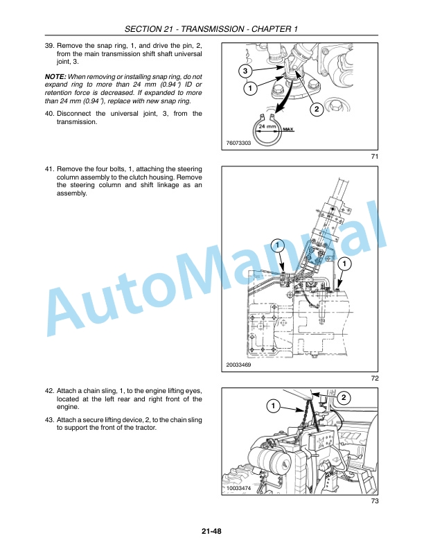 New Holland T2410, T2420 Tractor Repair Manual 87693285-2