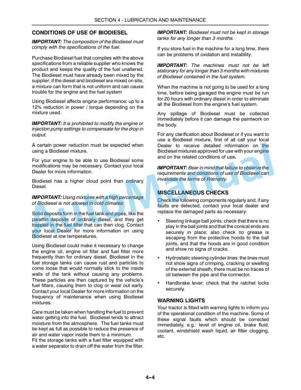 New Holland T4020, T4030, T4040, T4050 Deluxe - Supersteer Tractor Operation and Maintenance Manual 84131272 4 New Holland T4020, T4030, T4040, T4050 Deluxe - Supersteer Tractor Operation and Maintenance Manual 84131272 - Image 4
