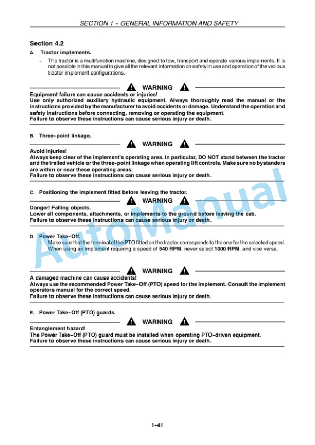 New Holland T4020, T4030, T4040, T4050 Tractor Operation and Maintenance Manual 47374420 2 New Holland T4020, T4030, T4040, T4050 Tractor Operation and Maintenance Manual 47374420-2