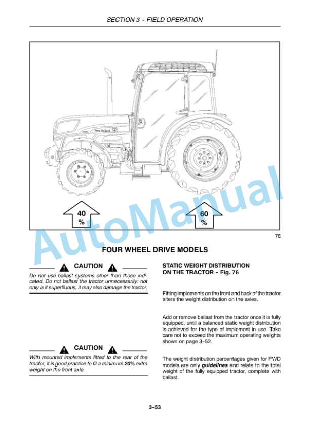 New Holland T4020V, T4030V, T4040V, T4050V Tractor Operation and Maintenance Manual 47374840 4 New Holland T4020V, T4030V, T4040V, T4050V Tractor Operation and Maintenance Manual 47374840-4