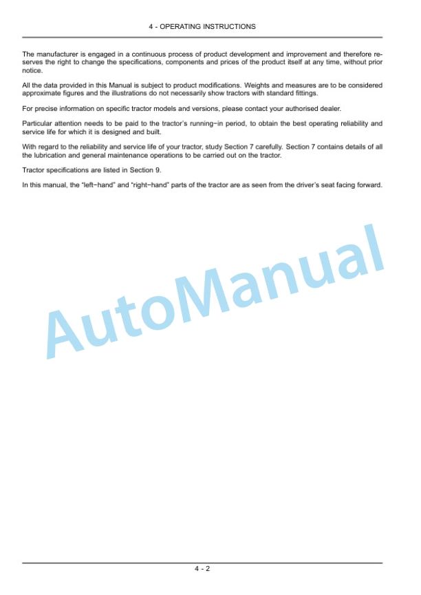 New Holland T4030F, T4040F, T4050F, T4060F Tractor Operation and Maintenance Manual 47374872 3 New Holland T4030F, T4040F, T4050F, T4060F Tractor Operation and Maintenance Manual 47374872-3