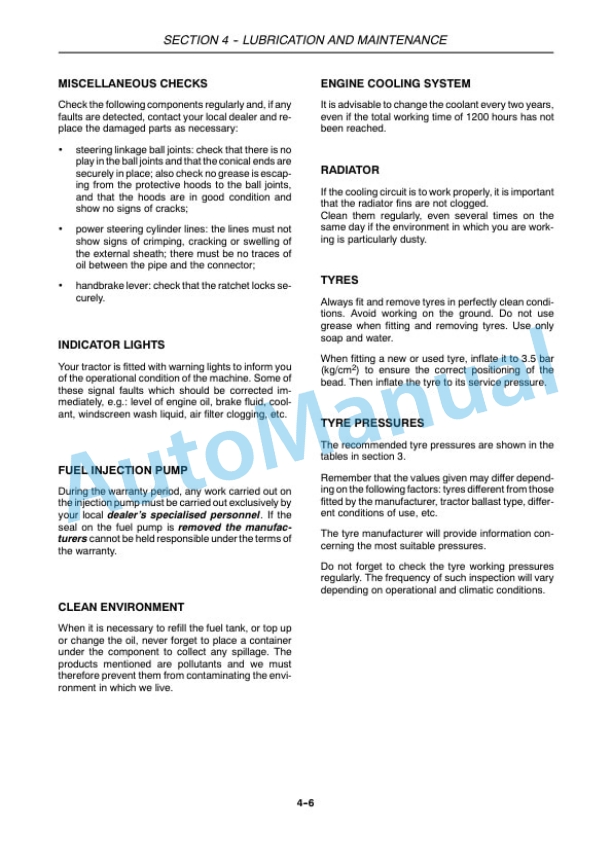New Holland T4030N, T4040N, T4050N Tractor Operation and Maintenance Manual 47374787 4 New Holland T4030N, T4040N, T4050N Tractor Operation and Maintenance Manual 47374787-4