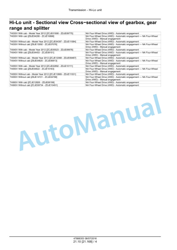 New Holland T4030V, T4040V, T4050V, T4060V Tier 3 Tractor Service Manual 48048524 3 New Holland T4030V, T4040V, T4050V, T4060V Tier 3 Tractor Service Manual 48048524 - Image 3