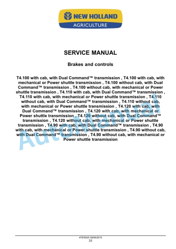 New Holland T4.90, T4.100, T4.110, T4.120 Tier 4B Final Tractor Service Manual 47899694 4 New Holland T4.90, T4.100, T4.110, T4.120 Tier 4B Final Tractor Service Manual 47899694 - Image 4