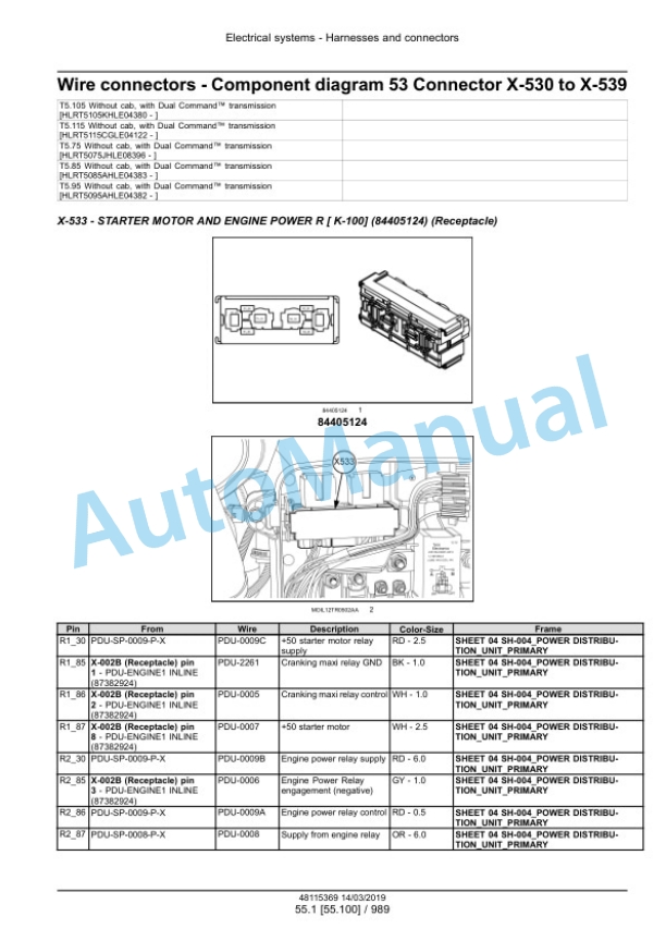 New Holland T5.75, T5.85, T5.95, T5.105, T5.115 Tractor Service Manual 48115369 4 New Holland T5.75, T5.85, T5.95, T5.105, T5.115 Tractor Service Manual 48115369 - Image 4