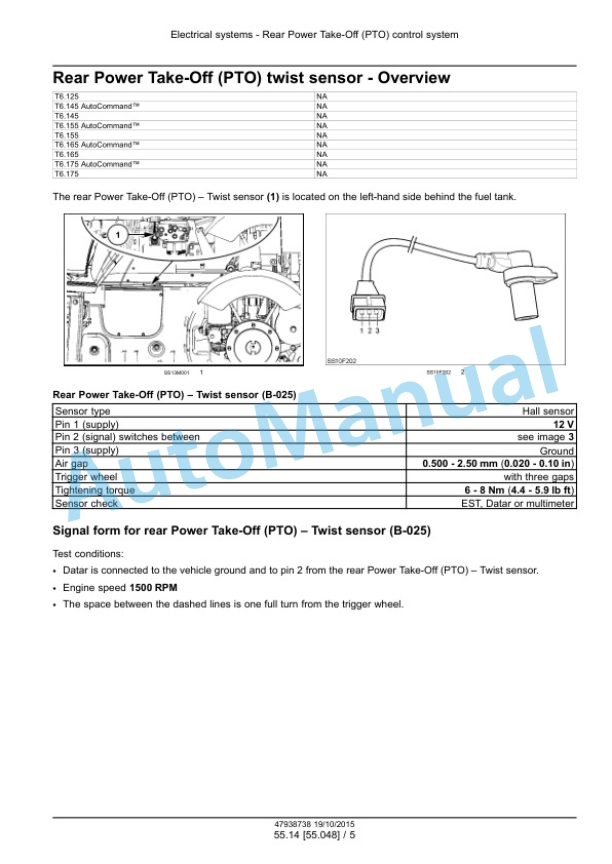 Alternative view of New Holland T6.125, T6.145, T6.155, T6.165, T6.175, T6.180 Auto Command Tier 4B Final Tractor Service Manual 47951300