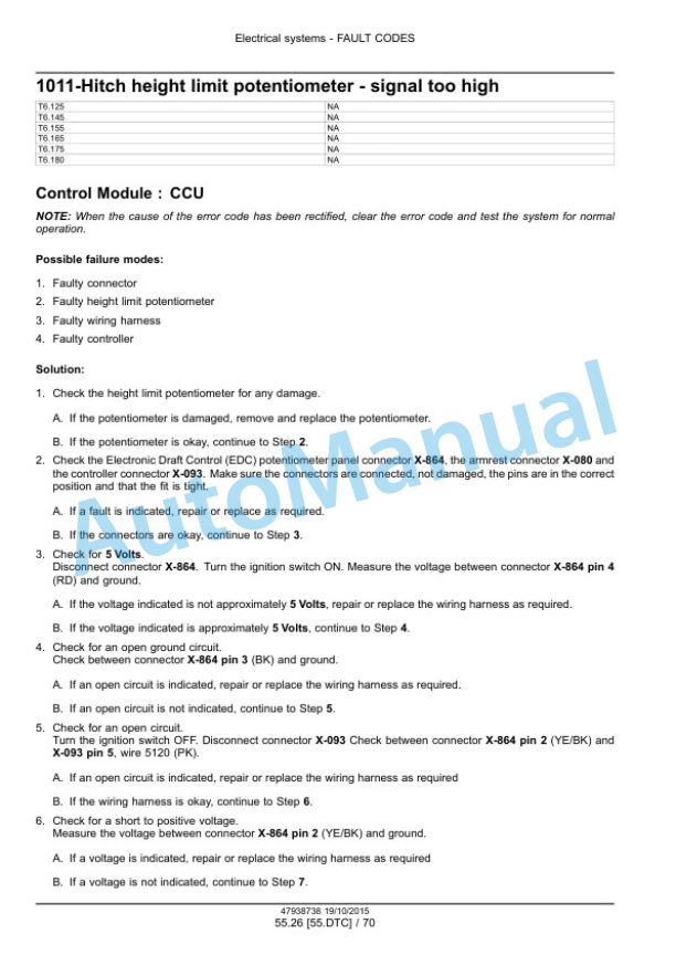 New Holland T6.125, T6.145, T6.155, T6.165, T6.175, T6.180 Auto Command Tier 4B Final Tractor Service Manual 47951301 2 New Holland T6.125, T6.145, T6.155, T6.165, T6.175, T6.180 Auto Command Tier 4B Final Tractor Service Manual 47951301-2